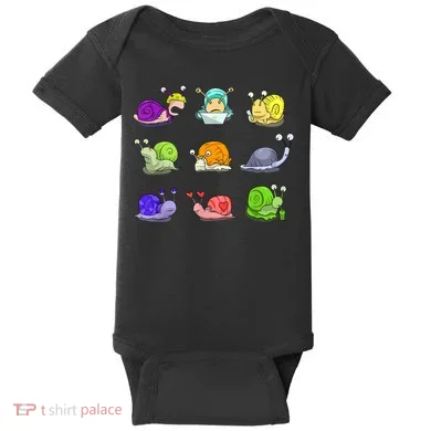 Funny Different Snails Gift Cool Shellfish Baby Bodysuit