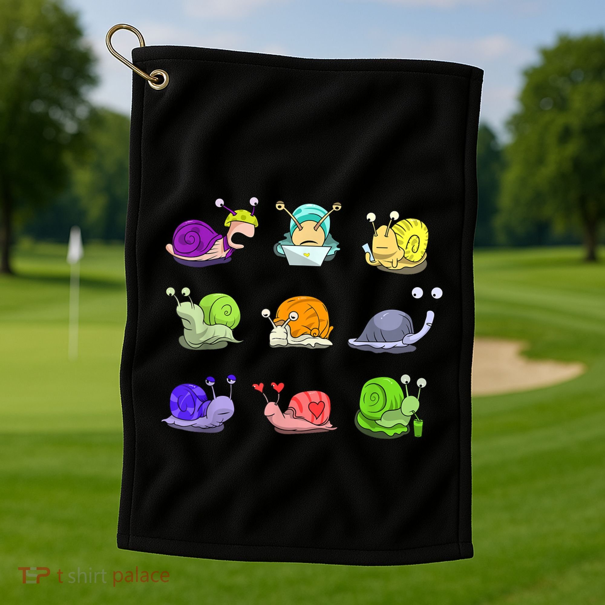 Funny Different Snails Gift Cool Shellfish Golf Towel