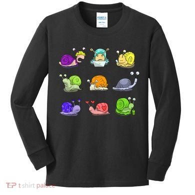 Funny Different Snails Gift Cool Shellfish Kids Long Sleeve Shirt
