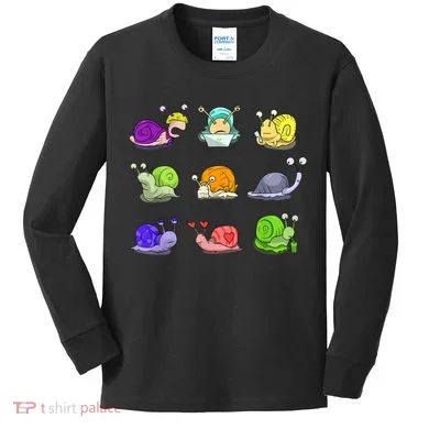 Funny Different Snails Gift Cool Shellfish Kids Long Sleeve Shirt