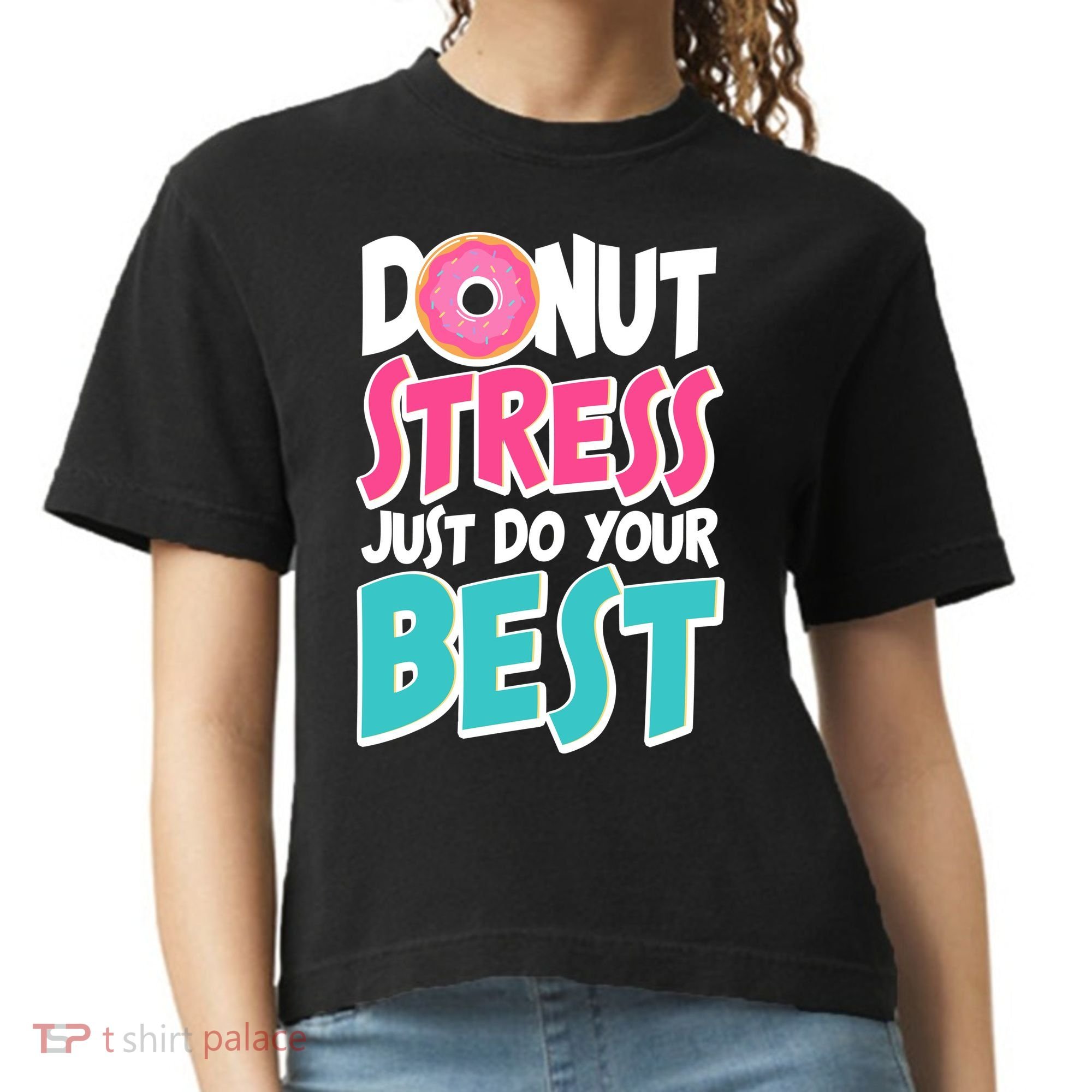 Funny Donut Stress Just Do Your Best School Testing Comfort Colors Boxy T-Shirt