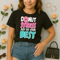 Funny Donut Stress Just Do Your Best School Testing Comfort Colors Boxy T-Shirt thumb 2
