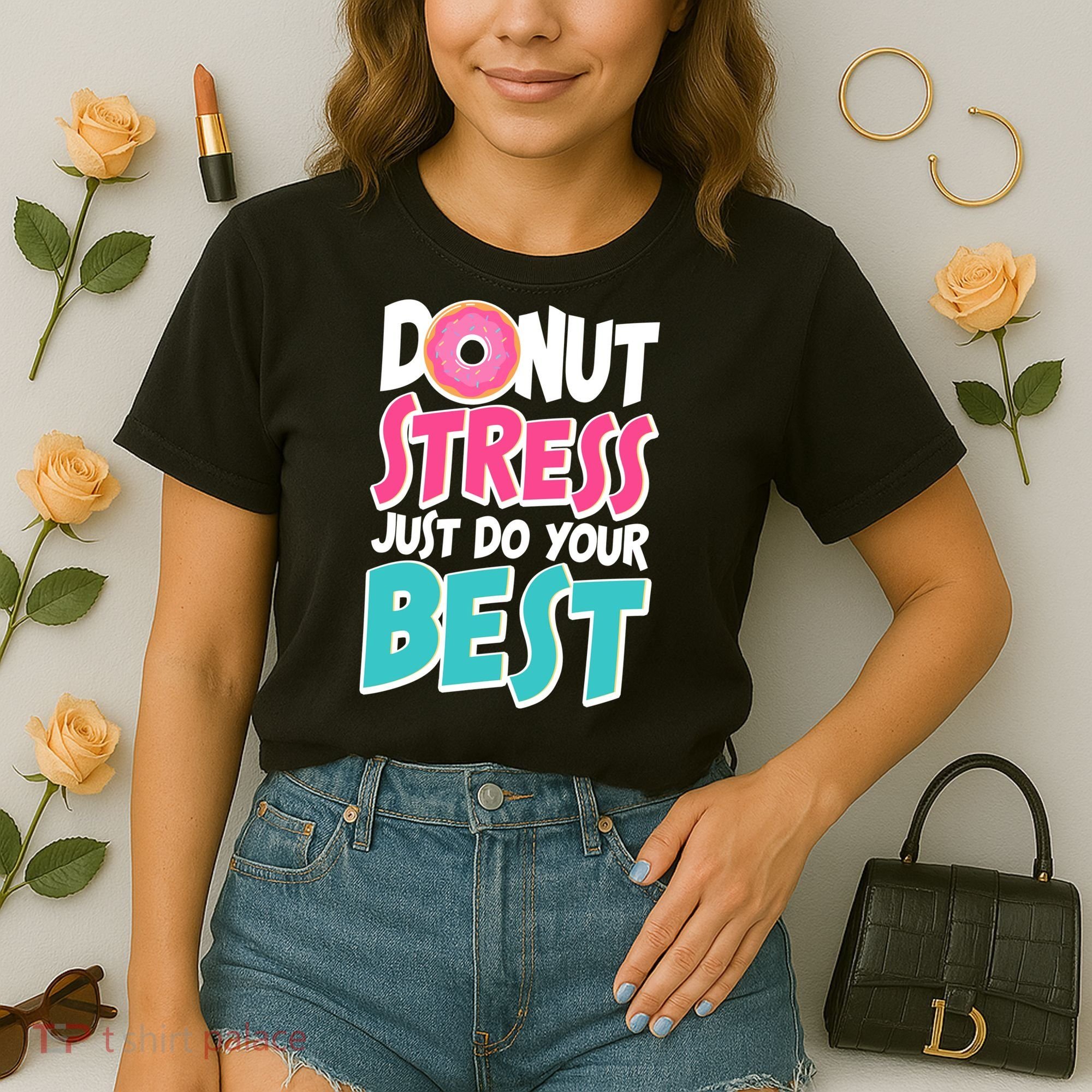 Funny Donut Stress Just Do Your Best School Testing Comfort Colors Boxy T-Shirt