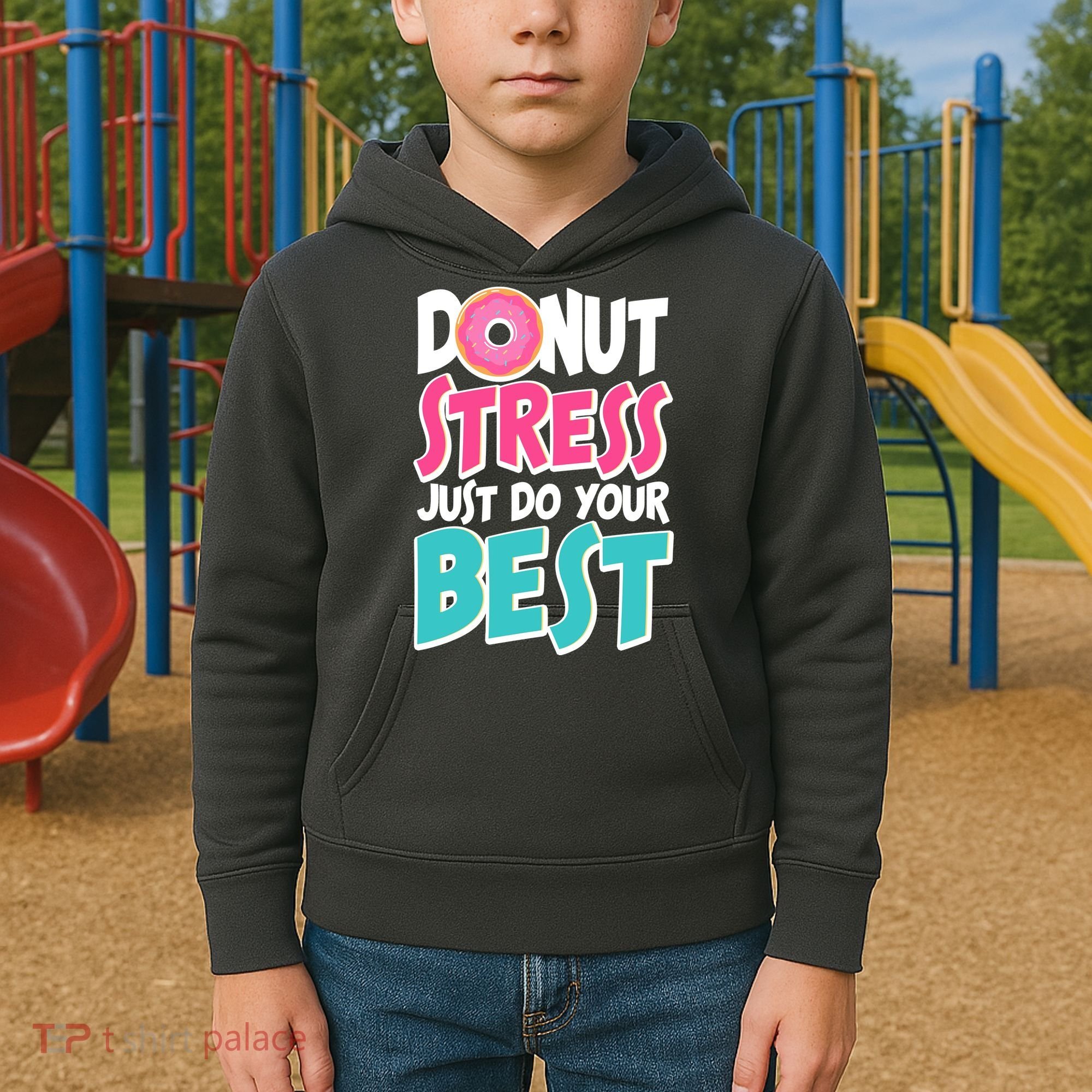 Funny Donut Stress Just Do Your Best School Testing Kids Hoodie