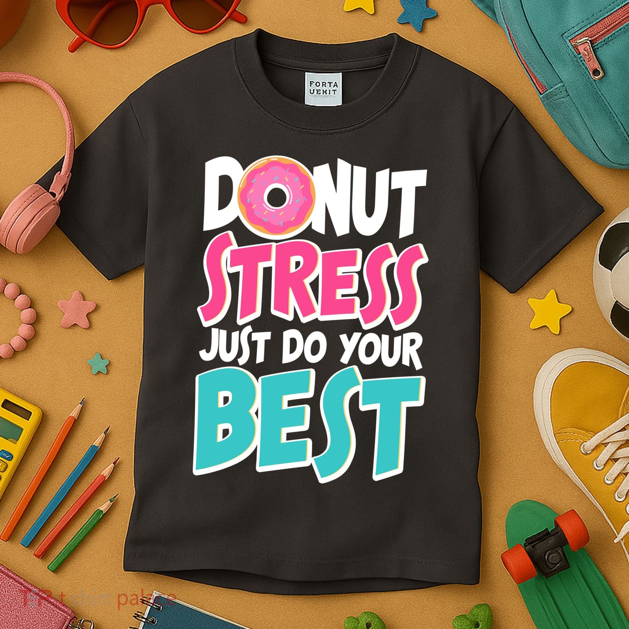 Funny Donut Stress Just Do Your Best School Testing Kids T-Shirt