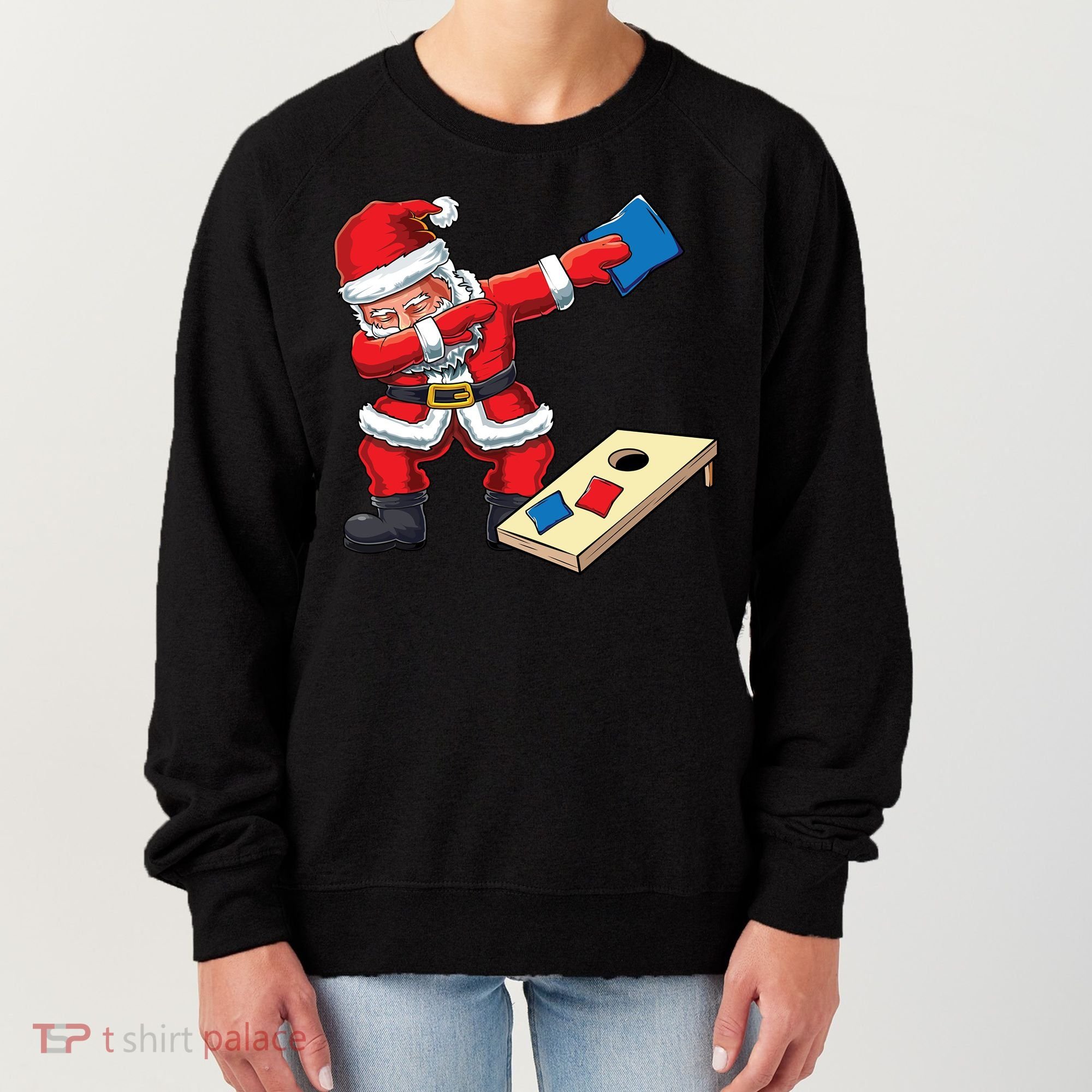 Funny Dabbing Santa Claus Cornhole Christmas Corn Hole Xmas Cool Gift Women's Sweatshirt