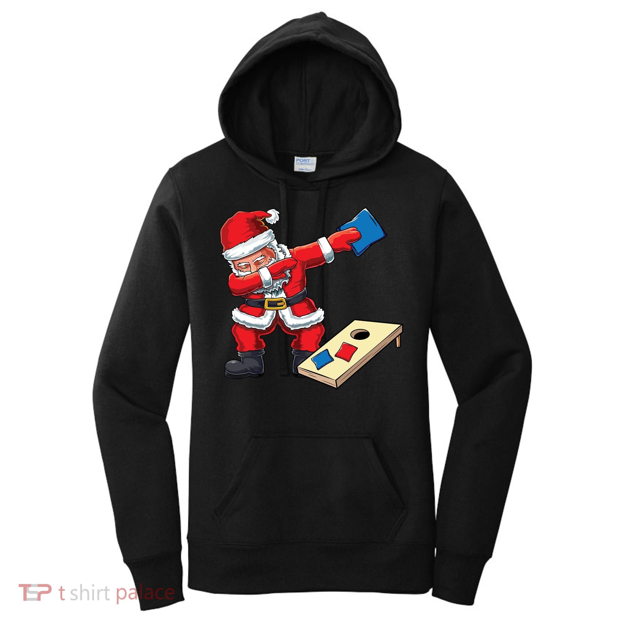 Funny Dabbing Santa Claus Cornhole Christmas Corn Hole Xmas Cool Gift Women's Hoodie
