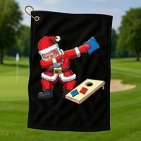 Funny Dabbing Santa Claus Cornhole Christmas Corn Hole Xmas Cool Gift Golf Towel thumb 1