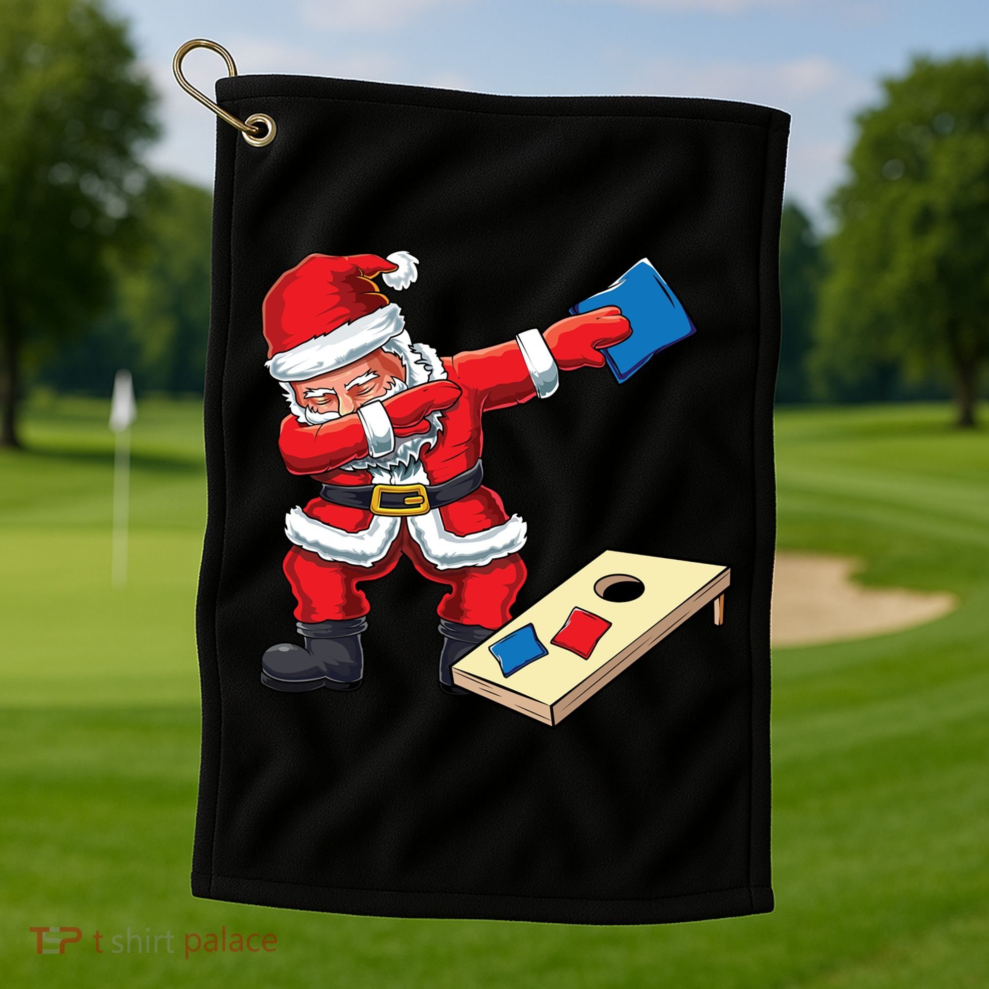 Funny Dabbing Santa Claus Cornhole Christmas Corn Hole Xmas Cool Gift Golf Towel