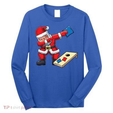Funny Dabbing Santa Claus Cornhole Christmas Corn Hole Xmas Cool Gift Long Sleeve Shirt