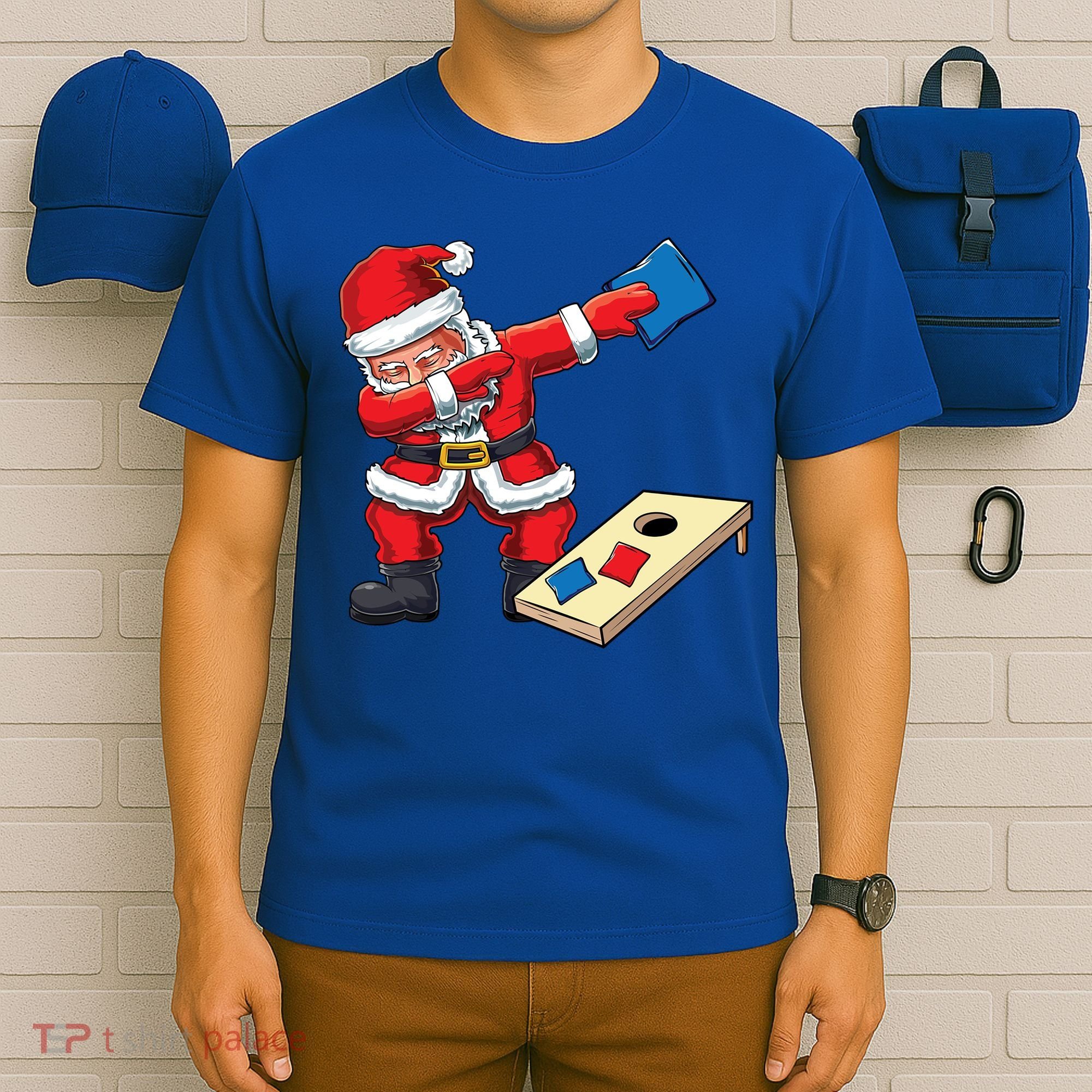 Funny Dabbing Santa Claus Cornhole Christmas Corn Hole Xmas Cool Gift T-Shirt