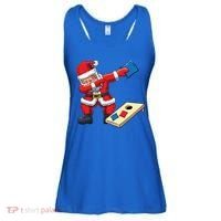Funny Dabbing Santa Claus Cornhole Christmas Corn Hole Xmas Cool Gift Ladies Essential Flowy Tank thumb 0