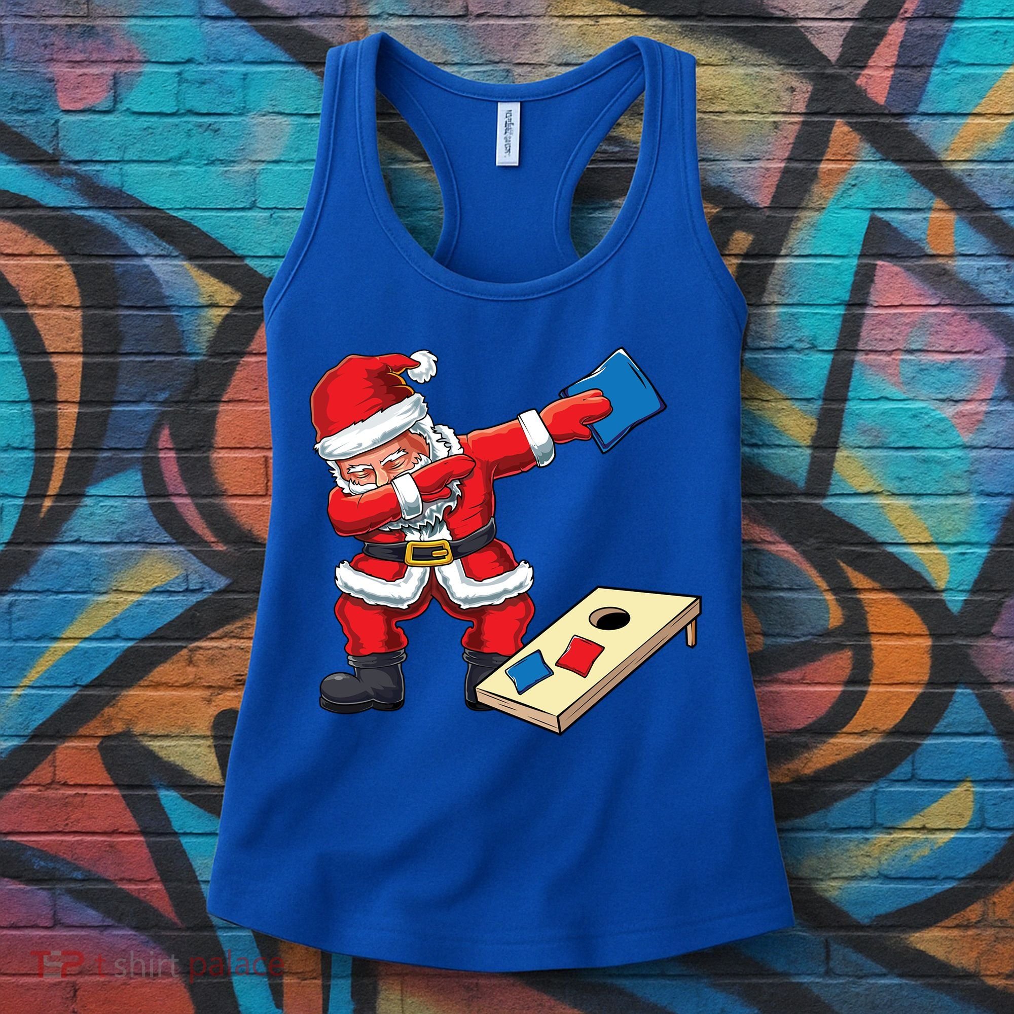 Funny Dabbing Santa Claus Cornhole Christmas Corn Hole Xmas Cool Gift Women's Tank Top