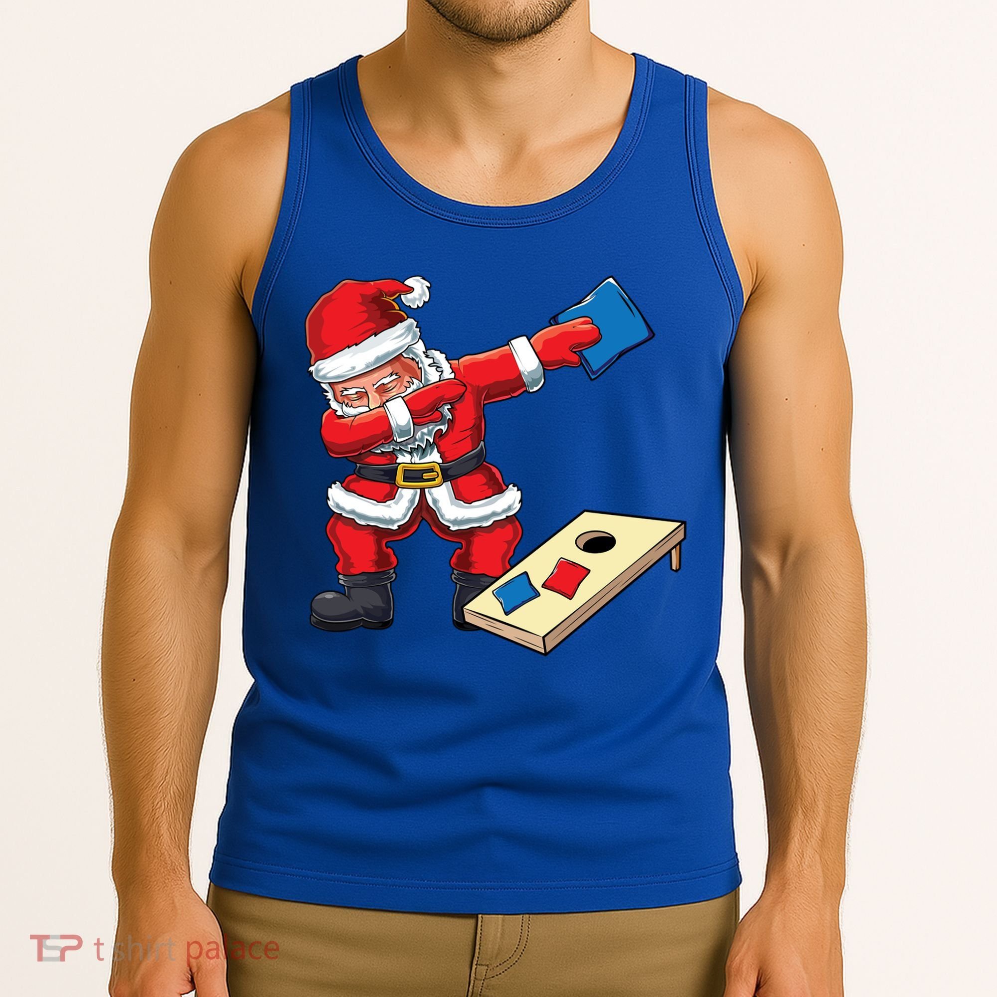 Funny Dabbing Santa Claus Cornhole Christmas Corn Hole Xmas Cool Gift Tank Top