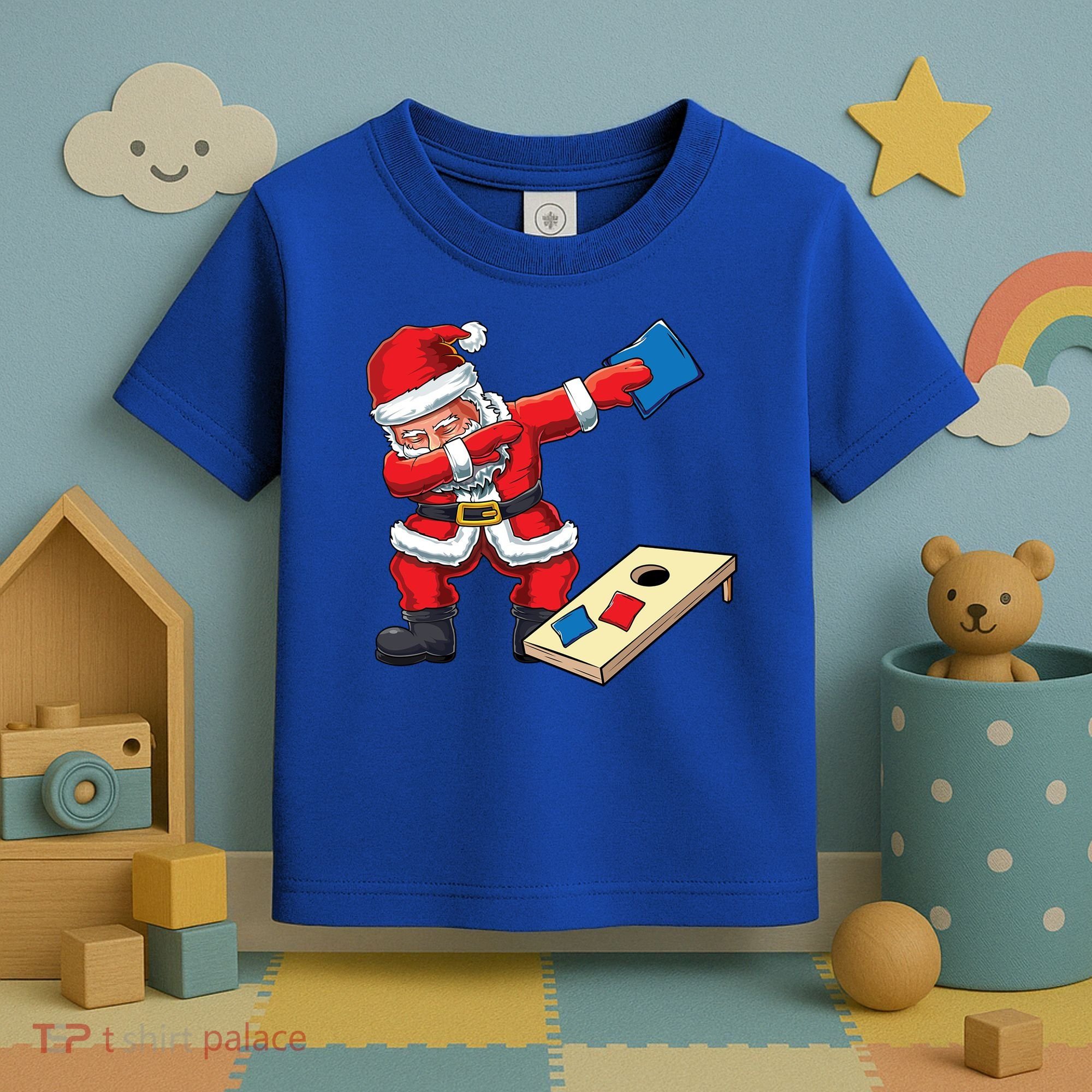 Funny Dabbing Santa Claus Cornhole Christmas Corn Hole Xmas Cool Gift Toddler T-Shirt