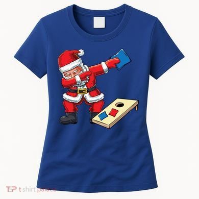 Funny Dabbing Santa Claus Cornhole Christmas Corn Hole Xmas Cool Gift Women's T-Shirt