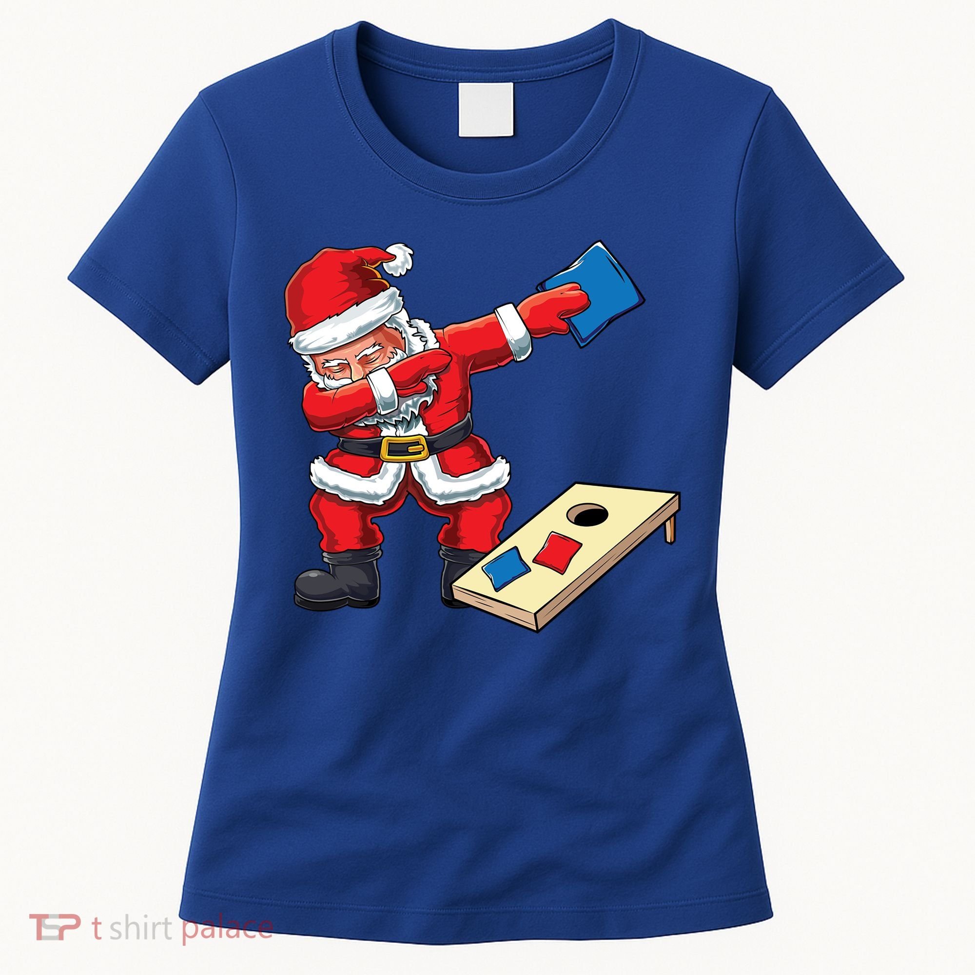 Funny Dabbing Santa Claus Cornhole Christmas Corn Hole Xmas Cool Gift Women's T-Shirt