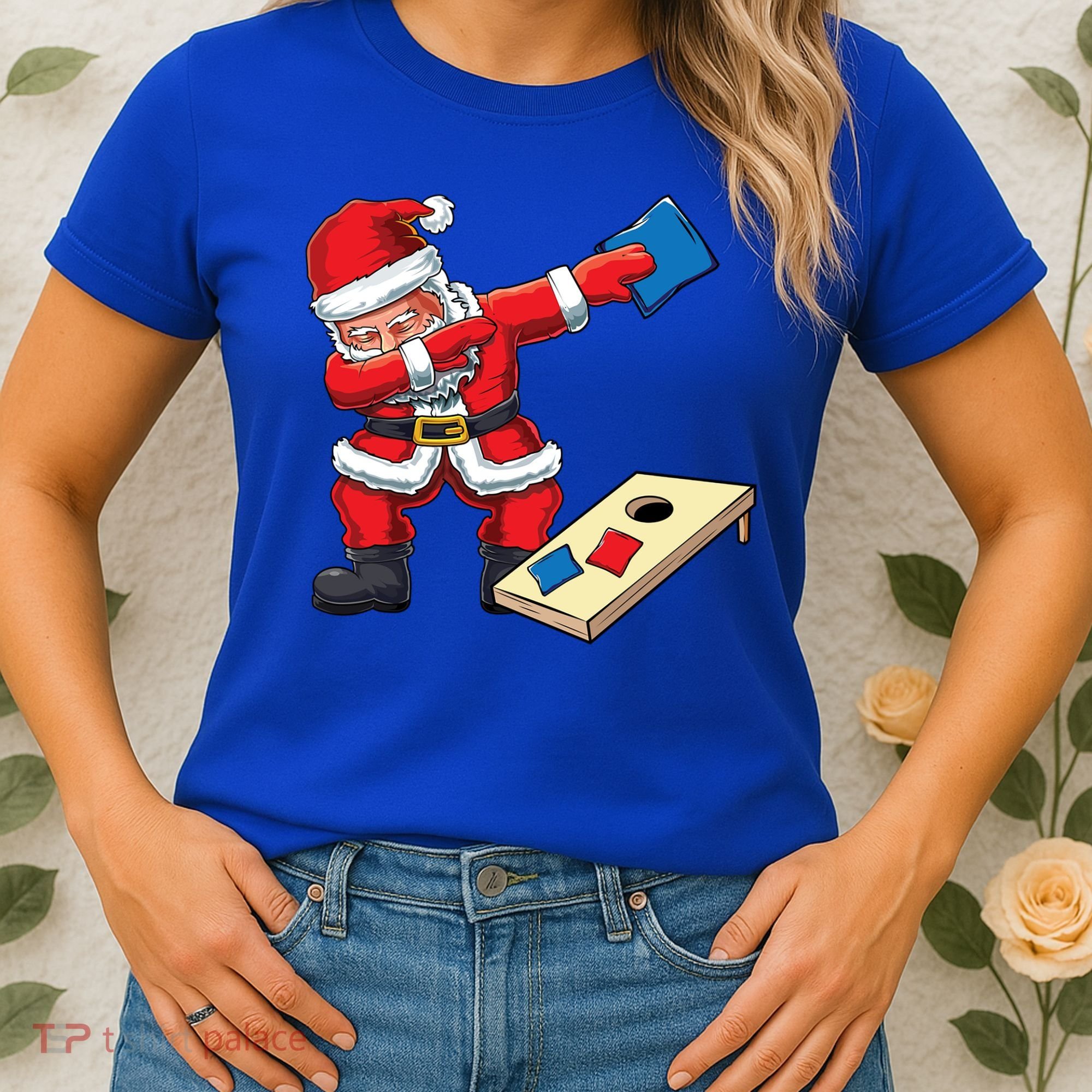 Funny Dabbing Santa Claus Cornhole Christmas Corn Hole Xmas Cool Gift Women's T-Shirt