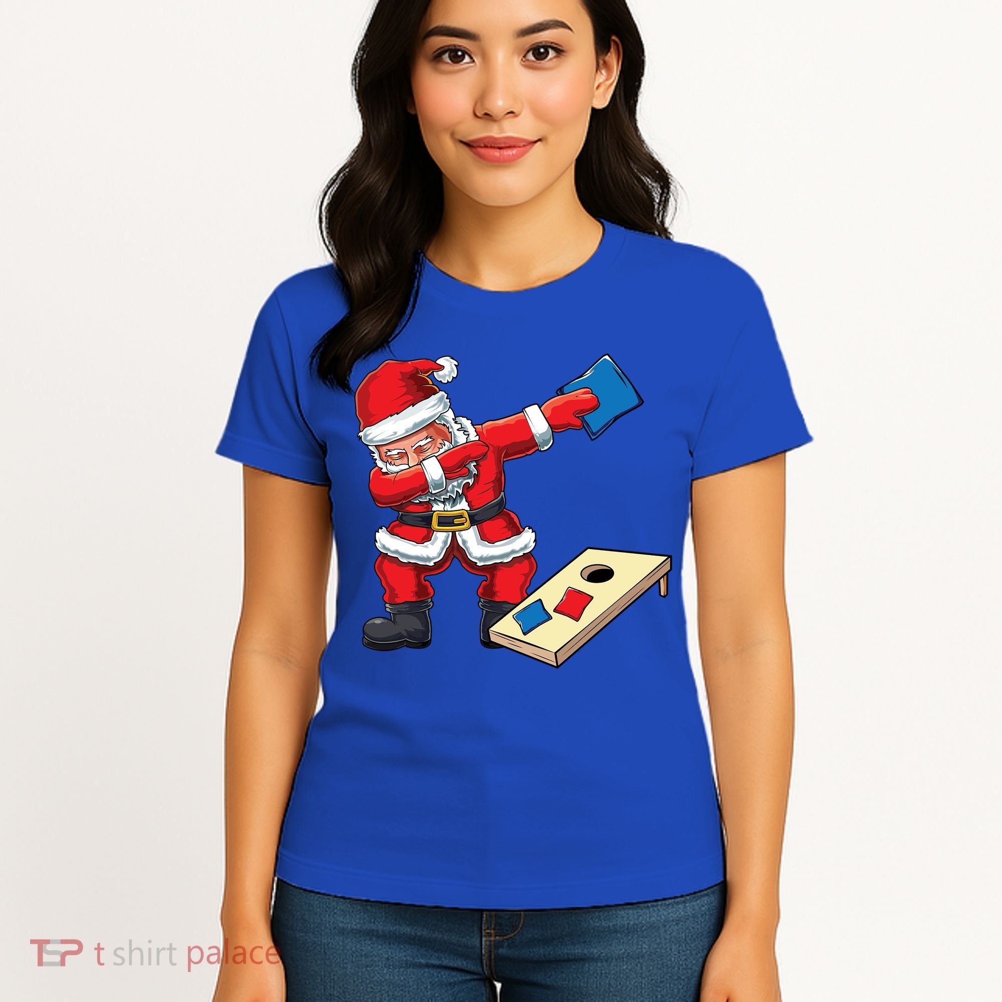 Funny Dabbing Santa Claus Cornhole Christmas Corn Hole Xmas Cool Gift Women's T-Shirt