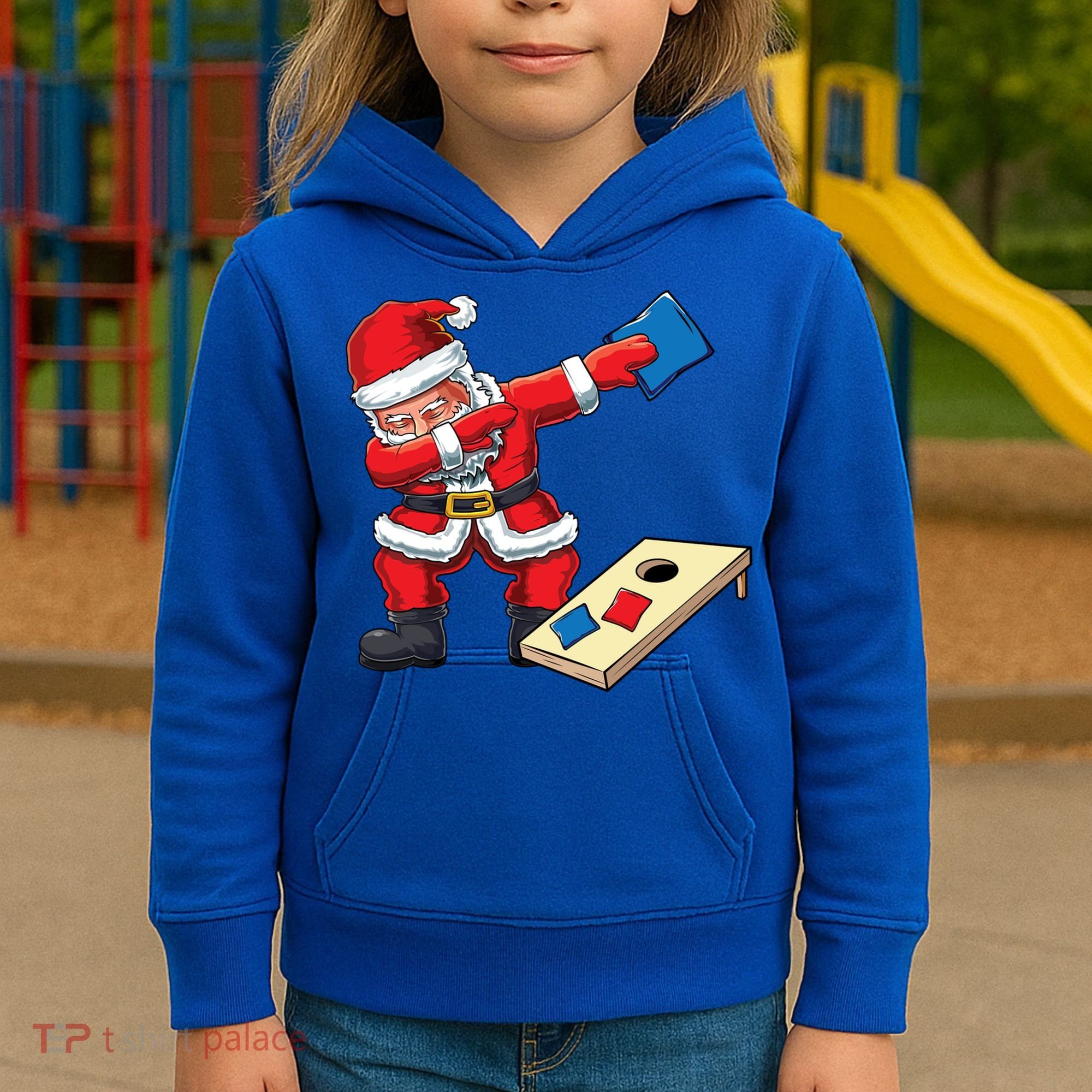 Funny Dabbing Santa Claus Cornhole Christmas Corn Hole Xmas Cool Gift Kids Hoodie