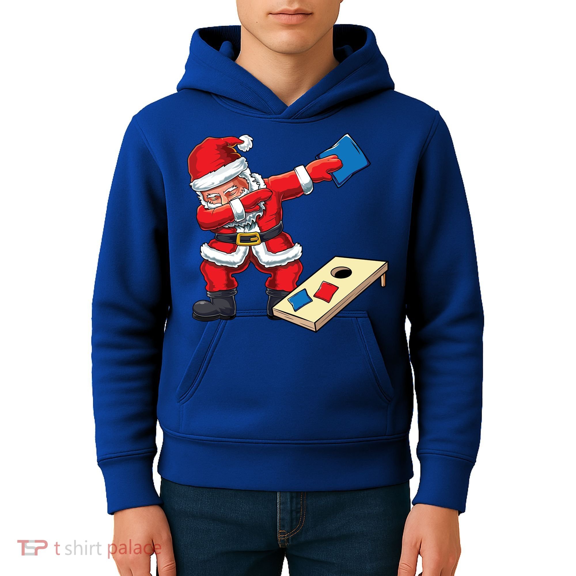 Funny Dabbing Santa Claus Cornhole Christmas Corn Hole Xmas Cool Gift Kids Hoodie