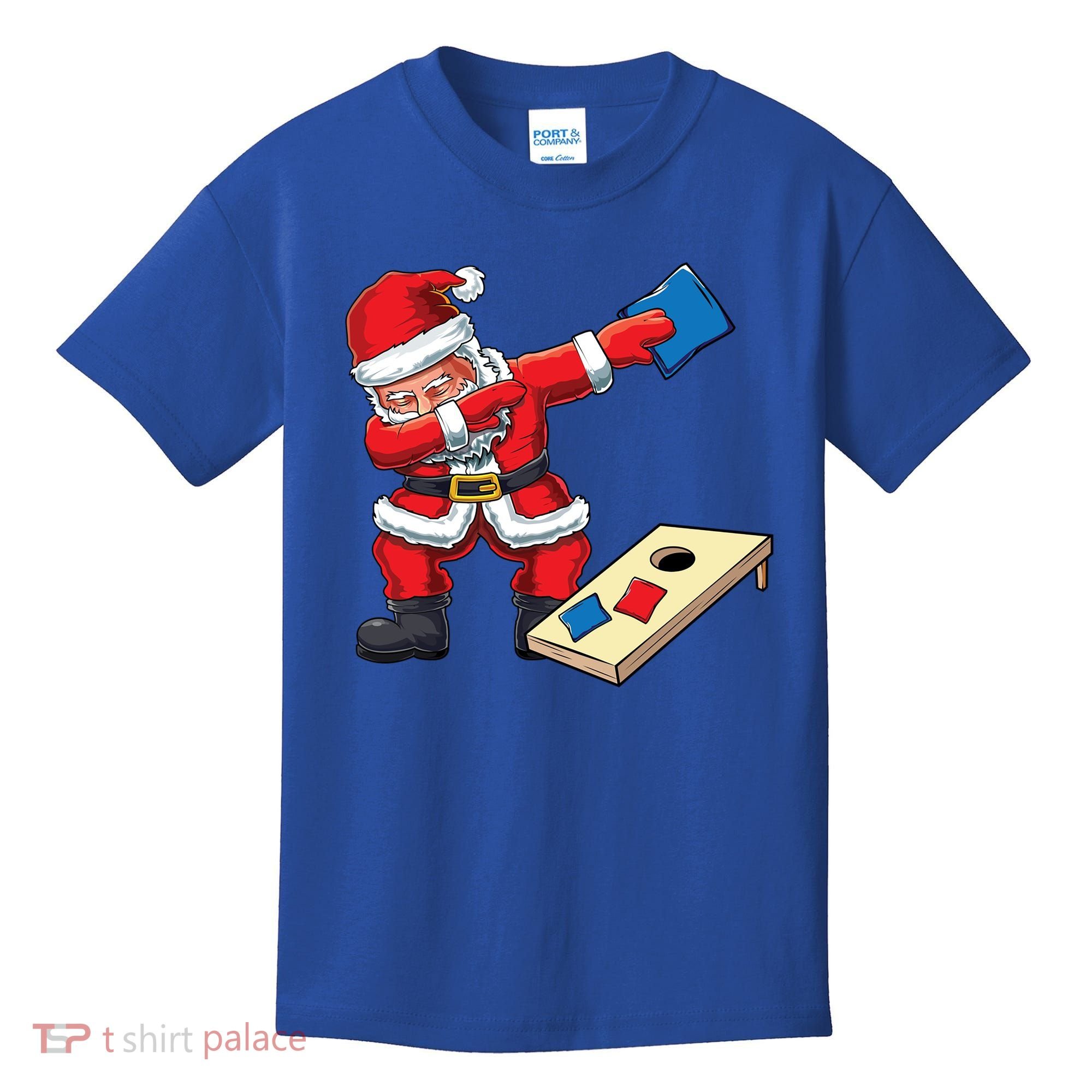 Funny Dabbing Santa Claus Cornhole Christmas Corn Hole Xmas Cool Gift Kids T-Shirt