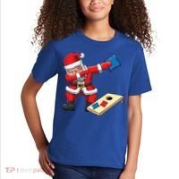 Funny Dabbing Santa Claus Cornhole Christmas Corn Hole Xmas Cool Gift Kids T-Shirt thumb 2