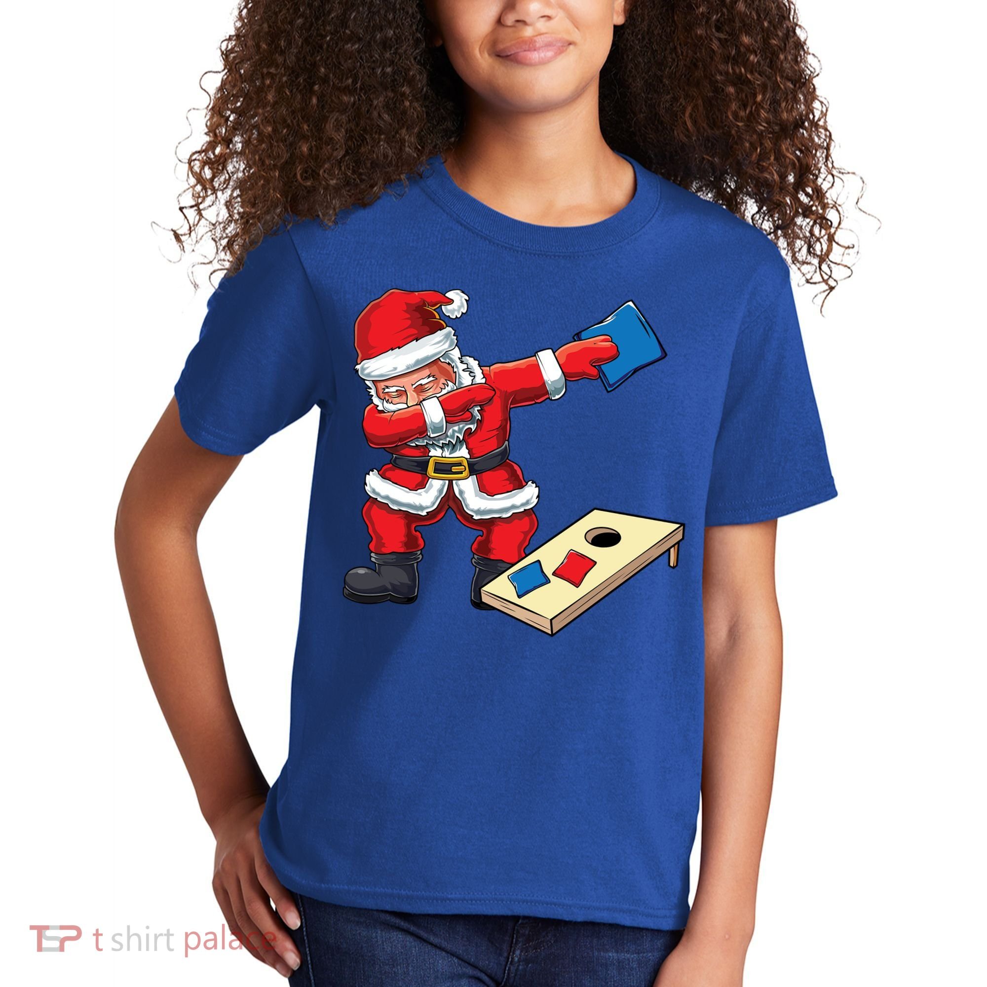 Funny Dabbing Santa Claus Cornhole Christmas Corn Hole Xmas Cool Gift Kids T-Shirt