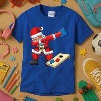 Funny Dabbing Santa Claus Cornhole Christmas Corn Hole Xmas Cool Gift Kids T-Shirt thumb 3