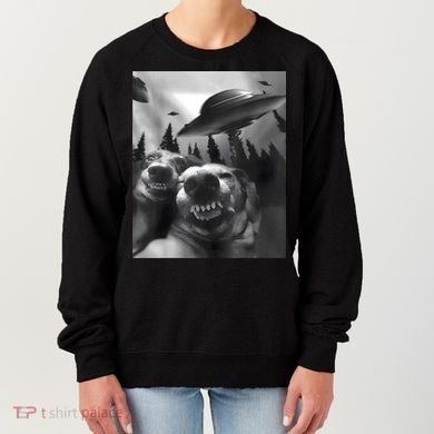 Funny Dogs Selfie With UFOs Women's Sweatshirt