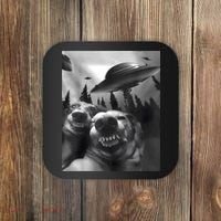 Funny Dogs Selfie With UFOs Coaster thumb 0