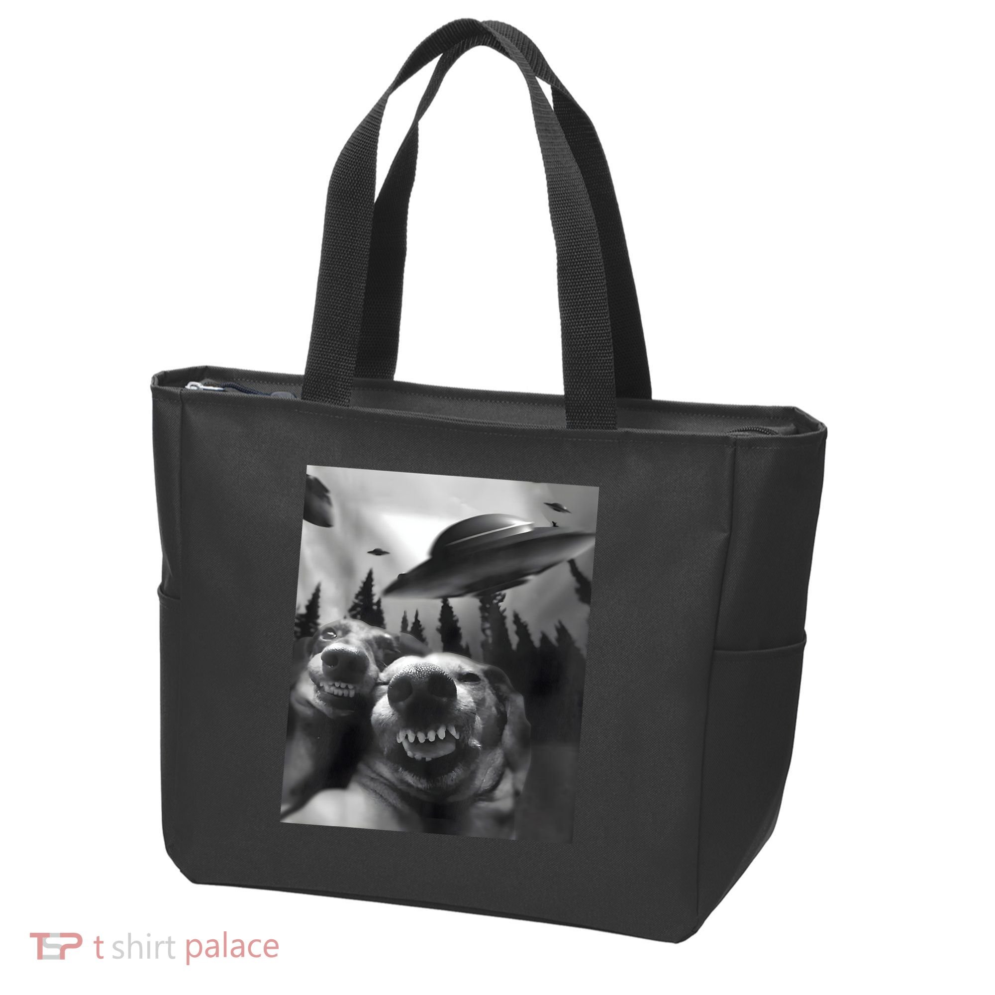Funny Dogs Selfie With UFOs Tote Bag