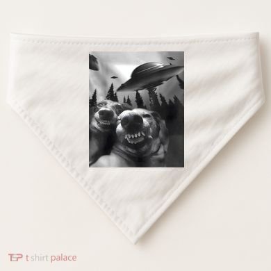 Funny Dogs Selfie With UFOs USA-Made Doggie Bandana