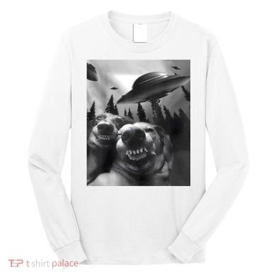 Funny Dogs Selfie With UFOs Long Sleeve Shirt