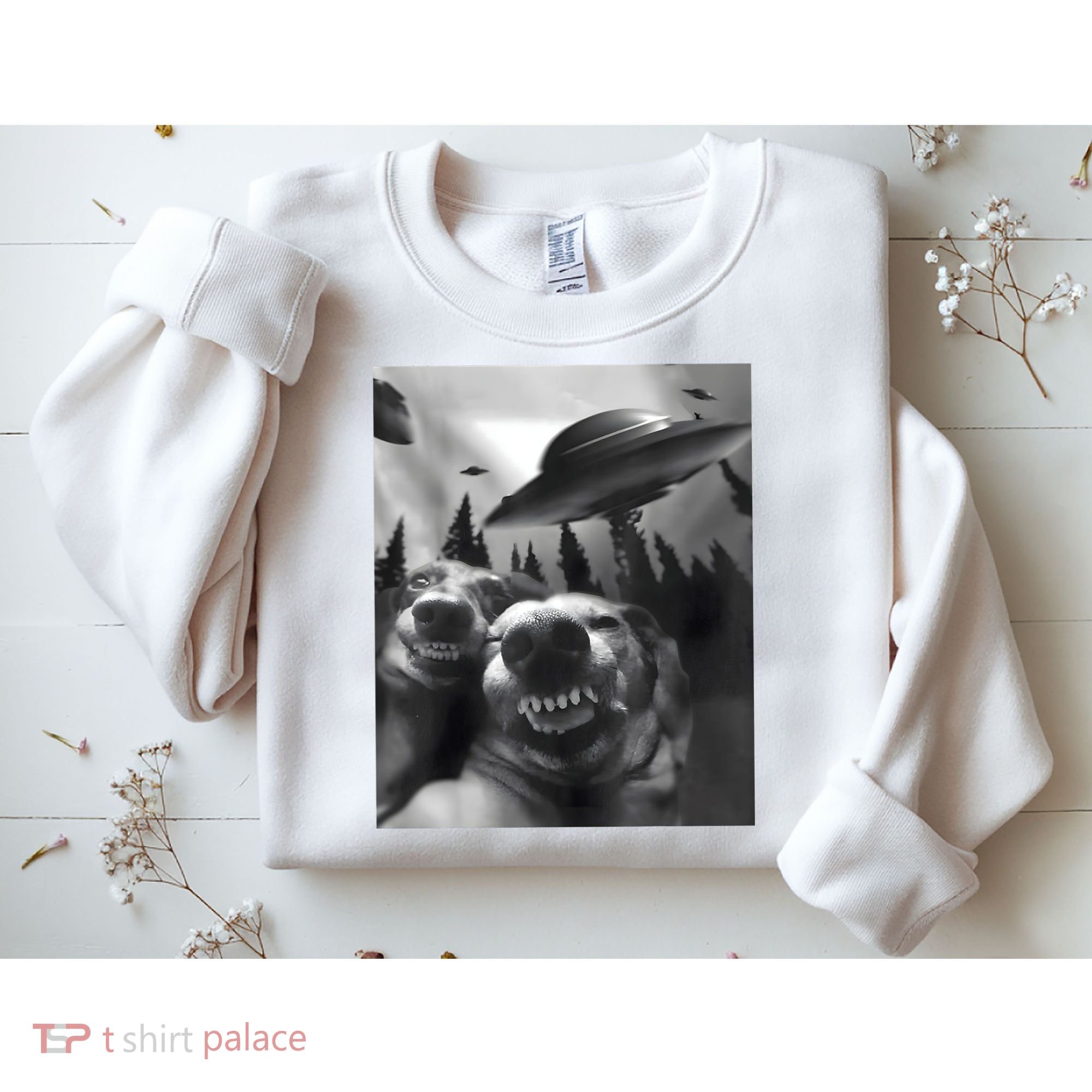 Funny Dogs Selfie With UFOs Sweatshirt