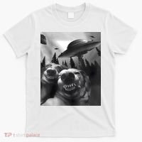 Funny Dogs Selfie With UFOs T-Shirt thumb 0