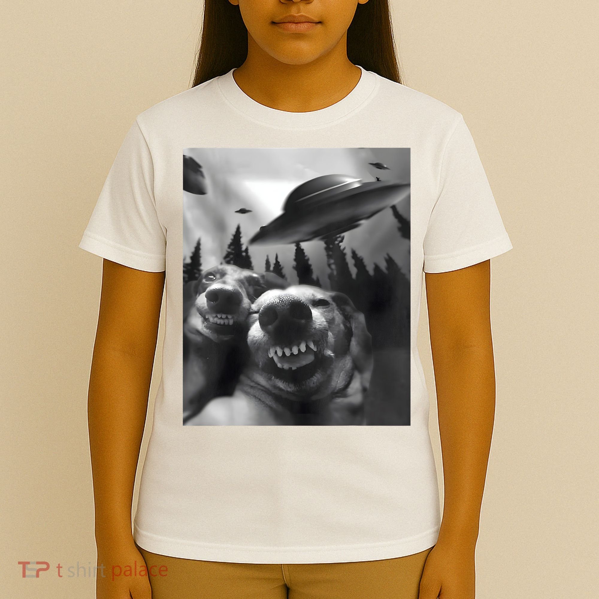 Funny Dogs Selfie With UFOs T-Shirt