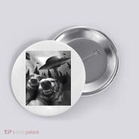 Funny Dogs Selfie With UFOs Button thumb 0