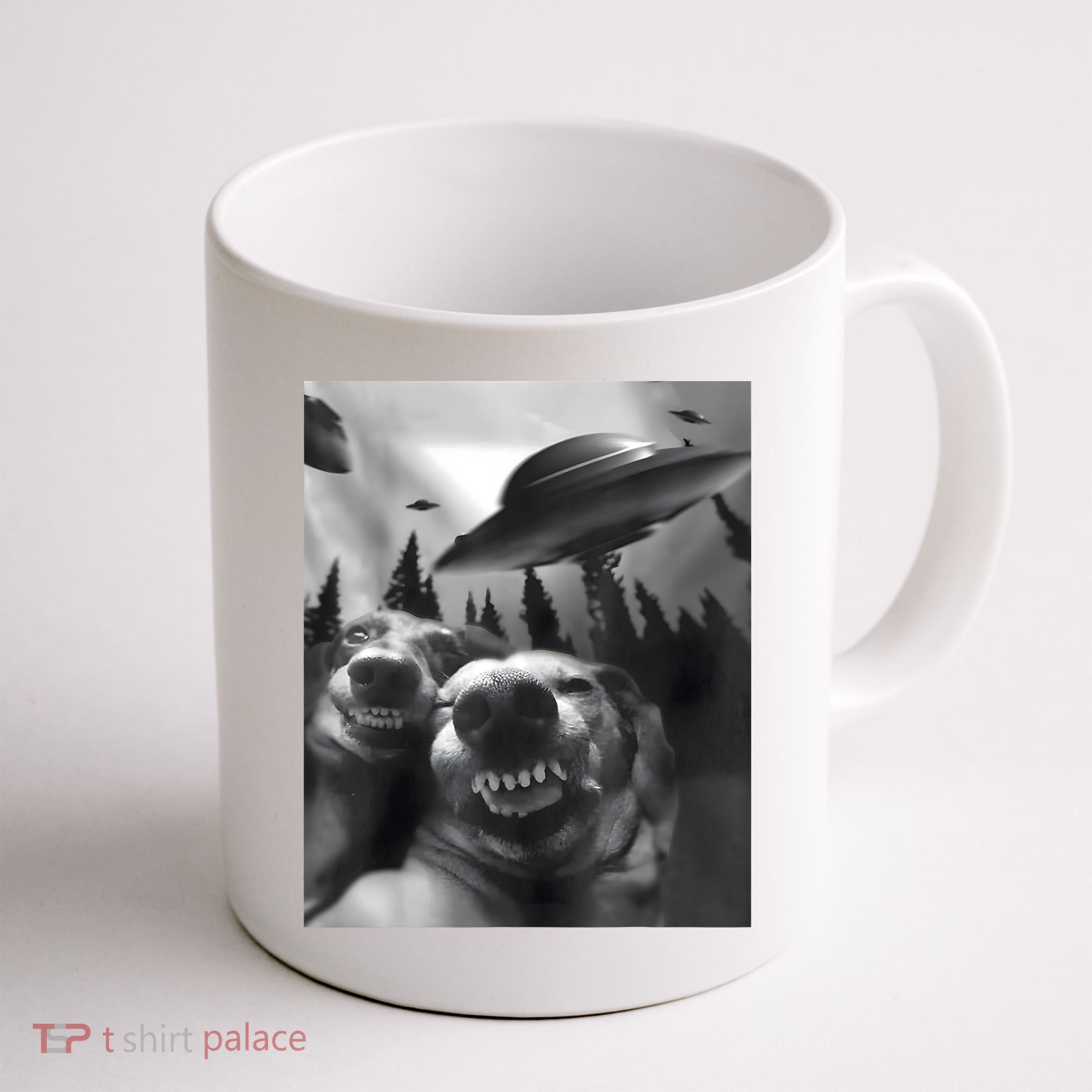 Funny Dogs Selfie With UFOs Coffee Mug
