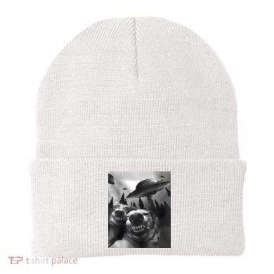 Funny Dogs Selfie With UFOs Beanie