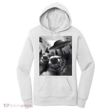 Funny Dogs Selfie With UFOs Women's Hoodie