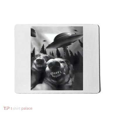 Funny Dogs Selfie With UFOs Mousepad