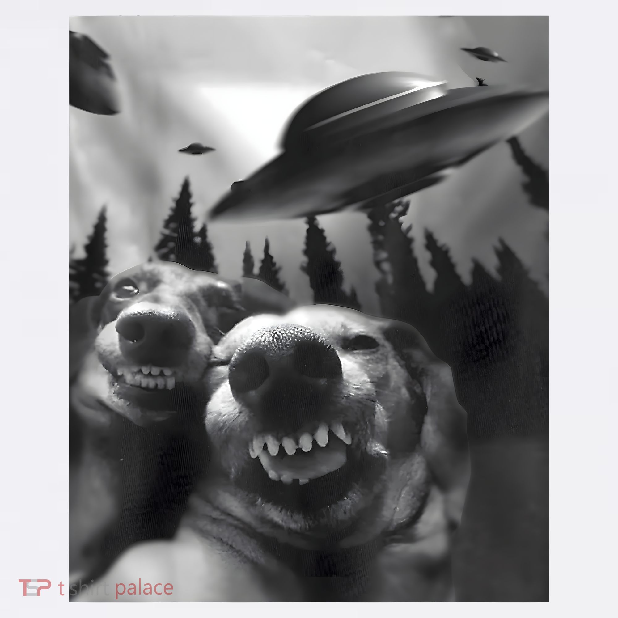 Funny Dogs Selfie With UFOs Ornament