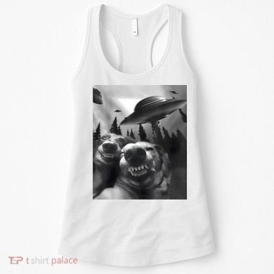 Funny Dogs Selfie With UFOs Women's Tank Top