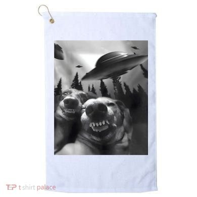 Funny Dogs Selfie With UFOs Golf Towel