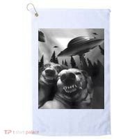 Funny Dogs Selfie With UFOs Golf Towel thumb 0