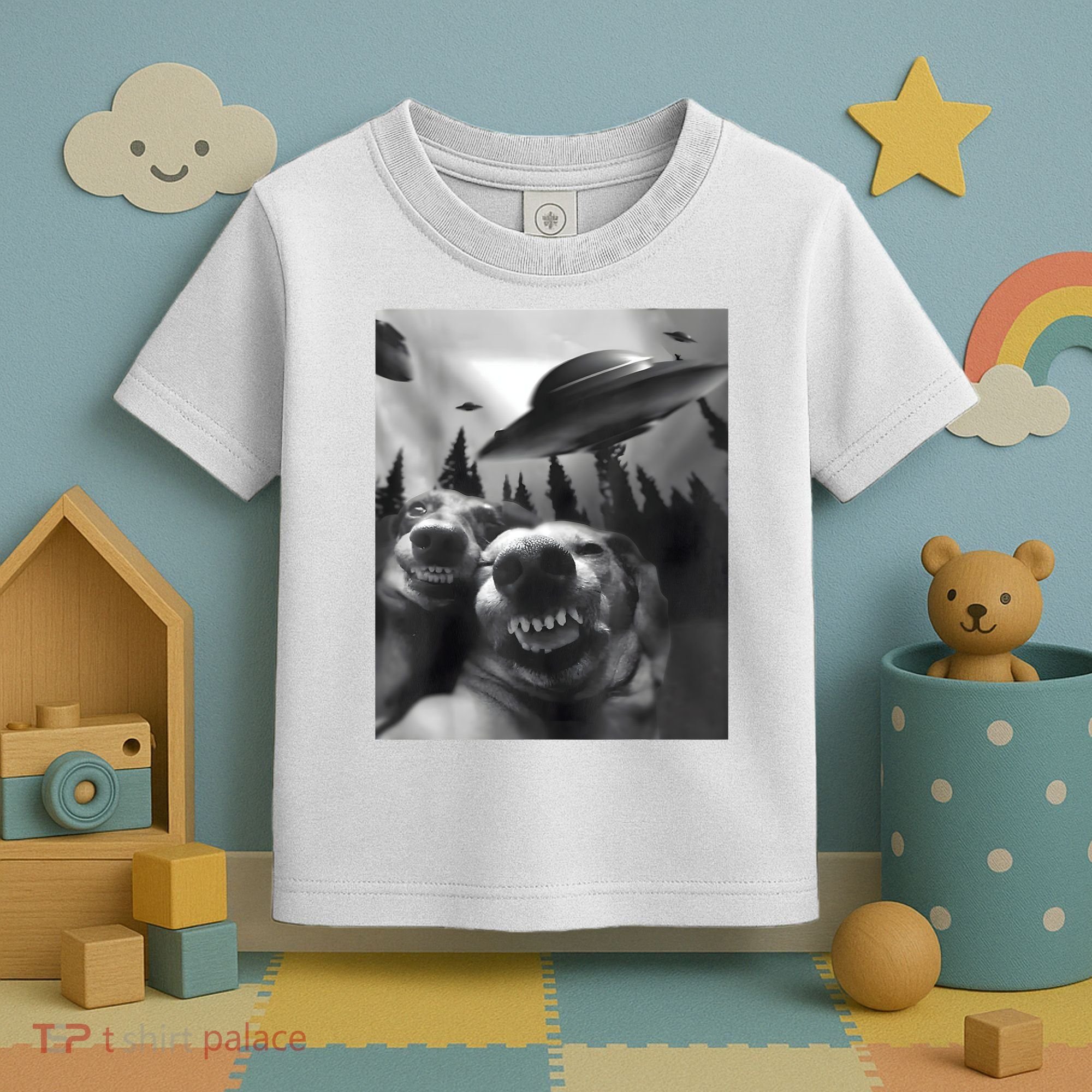 Funny Dogs Selfie With UFOs Toddler T-Shirt