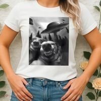 Funny Dogs Selfie With UFOs Women's T-Shirt thumb 2