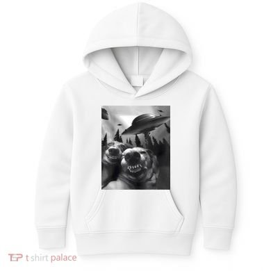 Funny Dogs Selfie With UFOs Kids Hoodie