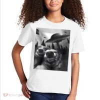 Funny Dogs Selfie With UFOs Kids T-Shirt thumb 2